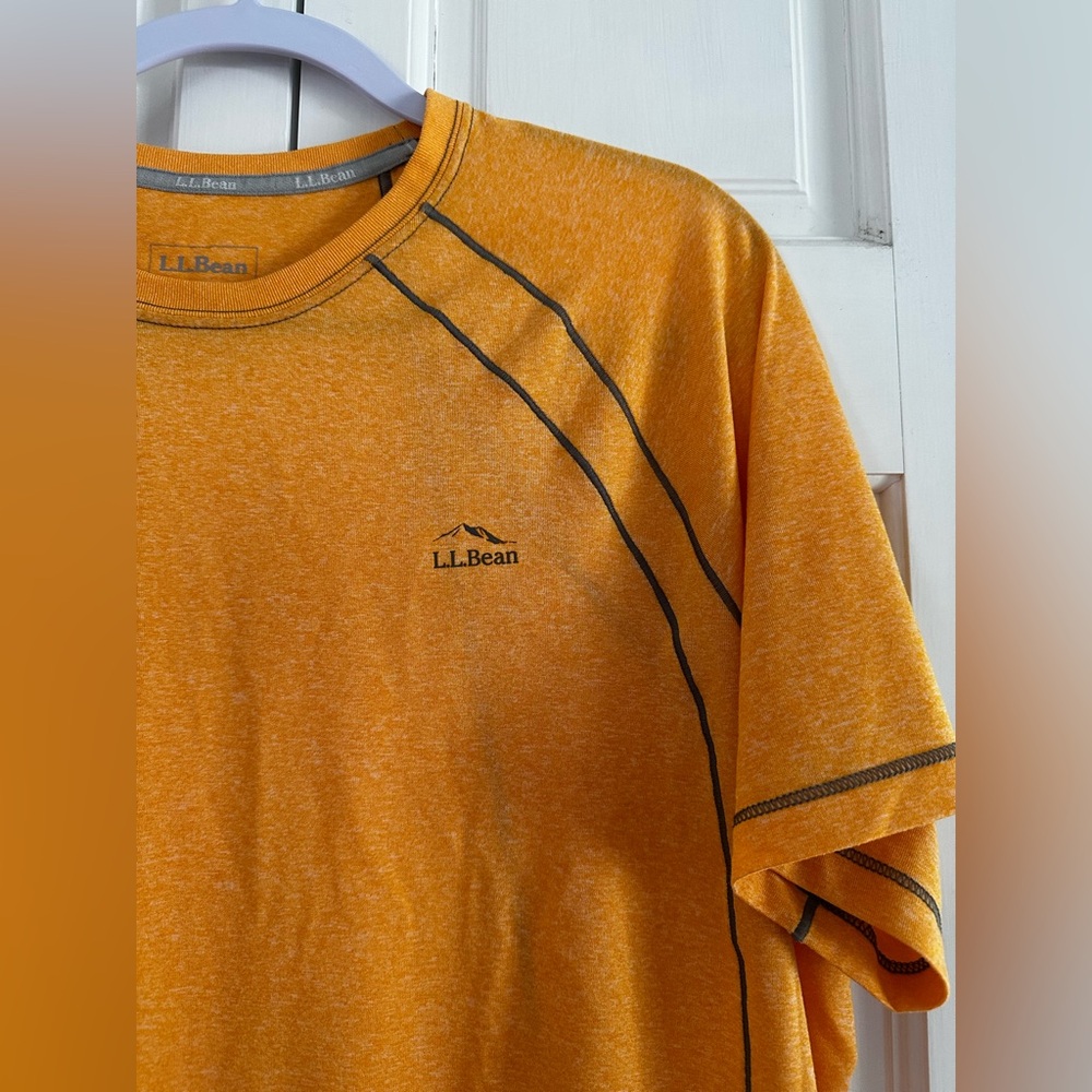 LL BEAN Mens L quick Dry Hiking SHIRT melon Orange LIGHTWEIGHT